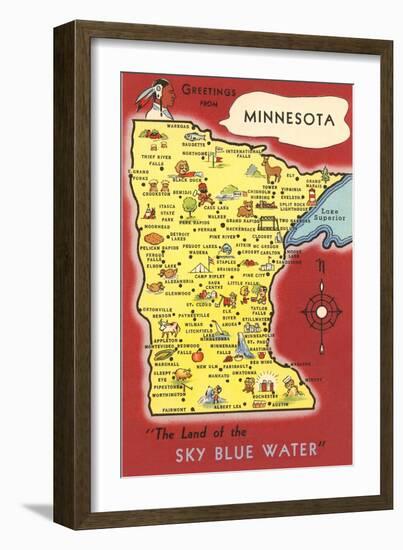 Map of Minnesota-null-Framed Art Print
