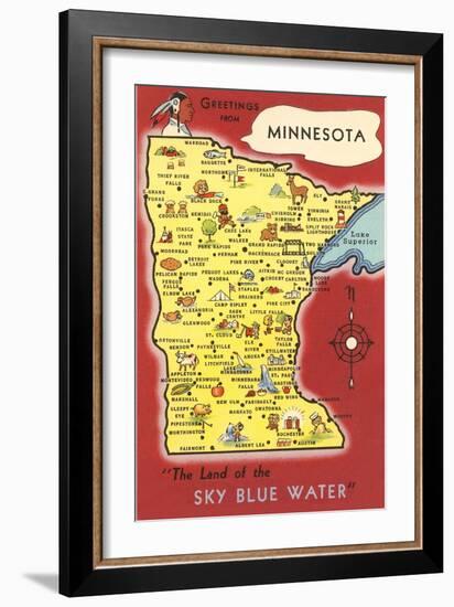 Map of Minnesota-null-Framed Art Print