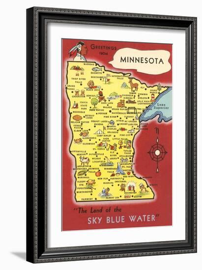 Map of Minnesota-null-Framed Art Print