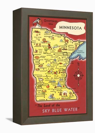 Map of Minnesota-null-Framed Stretched Canvas