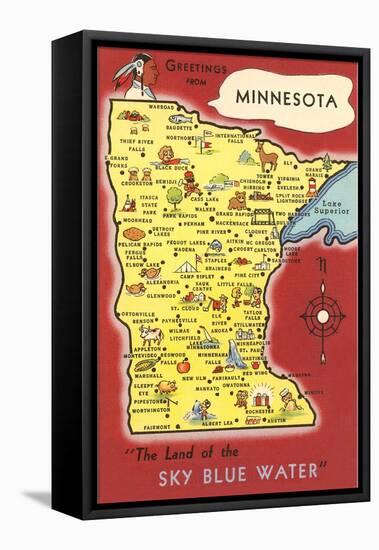 Map of Minnesota-null-Framed Stretched Canvas