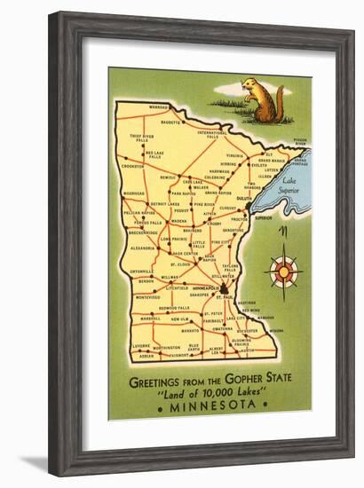 Map of Minnesota-null-Framed Art Print