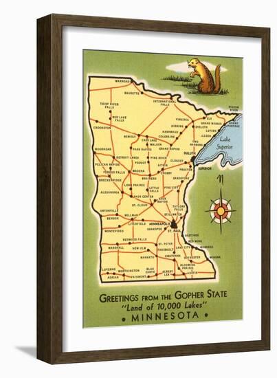 Map of Minnesota-null-Framed Art Print