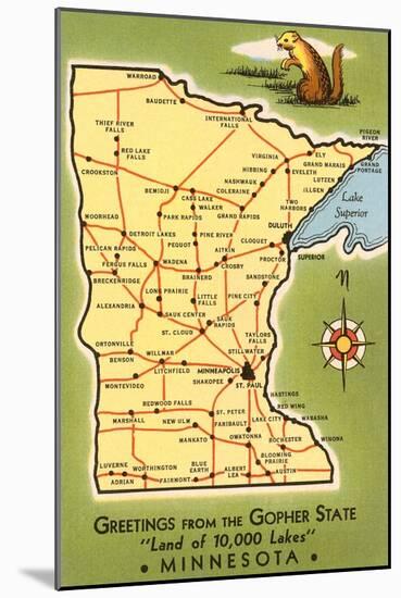 Map of Minnesota-null-Mounted Art Print