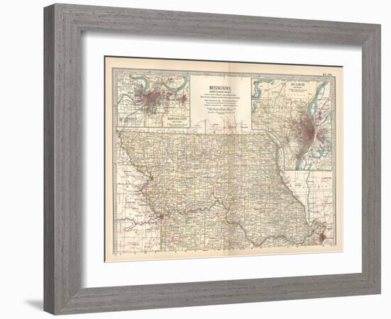 Map of Missouri, Northern Part-Encyclopaedia Britannica-Framed Art Print