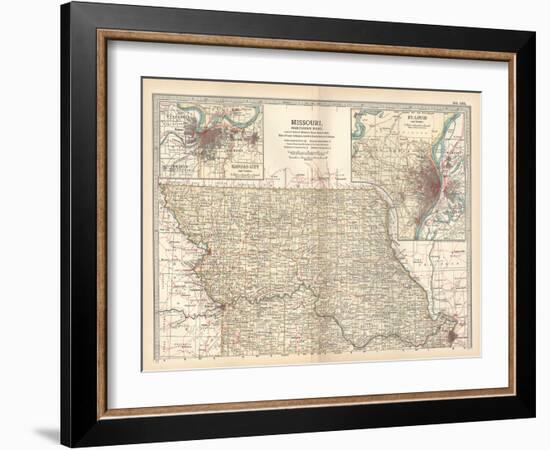 Map of Missouri, Northern Part-Encyclopaedia Britannica-Framed Art Print