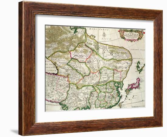 Map of Mongolia Showing Part of Russia, Japan and China, C.1680-Frederick de Wit-Framed Giclee Print