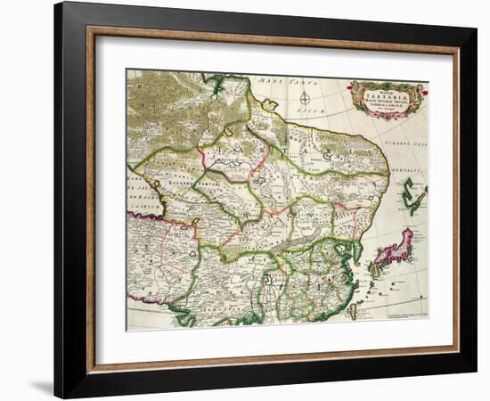 Map of Mongolia Showing Part of Russia, Japan and China, C.1680-Frederick de Wit-Framed Giclee Print