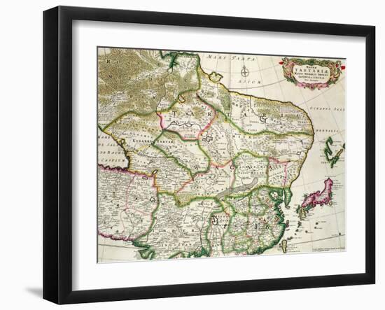 Map of Mongolia Showing Part of Russia, Japan and China, C.1680-Frederick de Wit-Framed Giclee Print