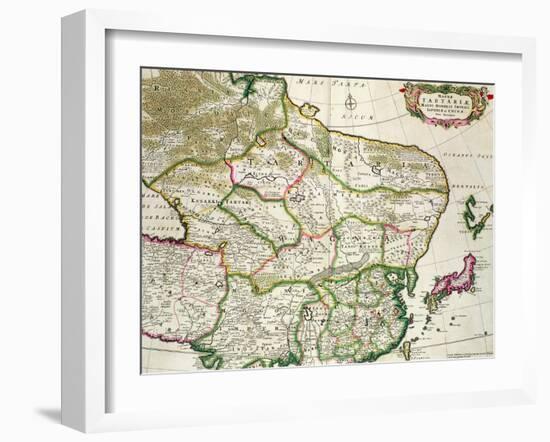 Map of Mongolia Showing Part of Russia, Japan and China, C.1680-Frederick de Wit-Framed Giclee Print