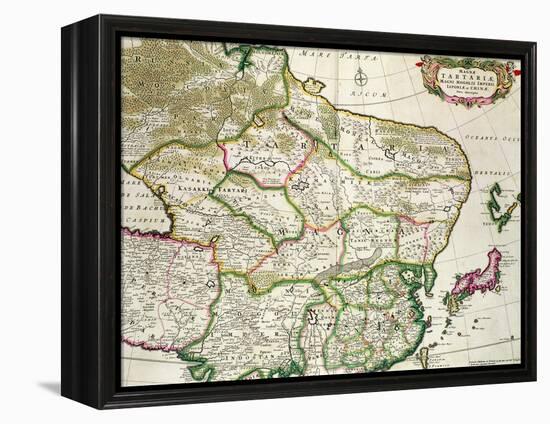 Map of Mongolia Showing Part of Russia, Japan and China, C.1680-Frederick de Wit-Framed Premier Image Canvas