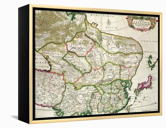 Map of Mongolia Showing Part of Russia, Japan and China, C.1680-Frederick de Wit-Framed Premier Image Canvas