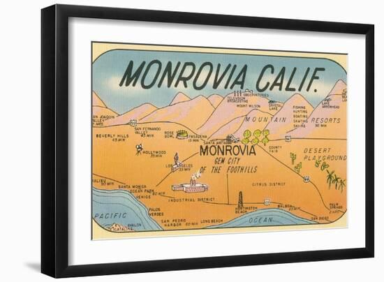 Map of Monrovia, California-null-Framed Art Print