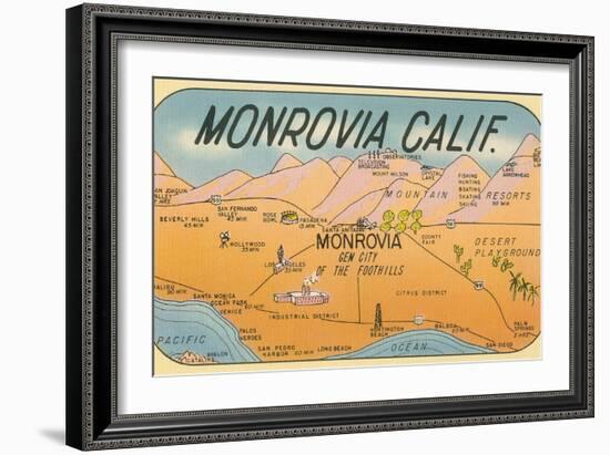 Map of Monrovia, California-null-Framed Art Print