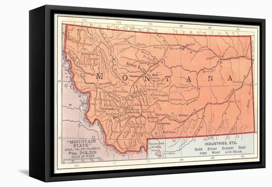 Map of Montana-null-Framed Stretched Canvas