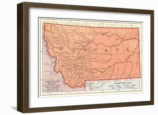 Map of Montana-null-Framed Art Print