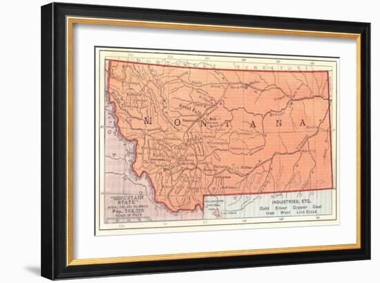 Map of Montana-null-Framed Art Print