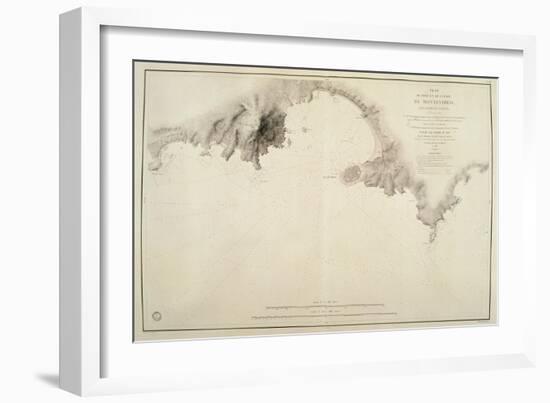 Map of Montevideo Harbor and Bay, from French Nautical Atlas, 1833-null-Framed Giclee Print