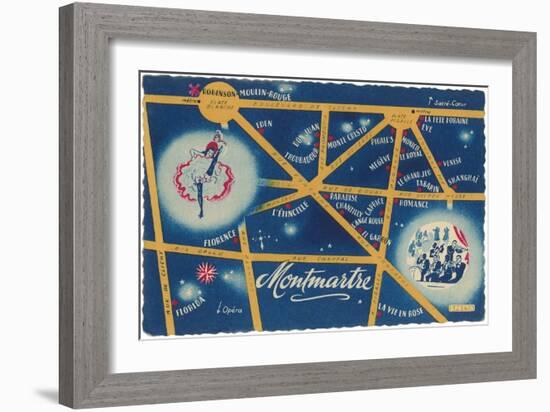 Map of Montmartre, Paris-null-Framed Art Print