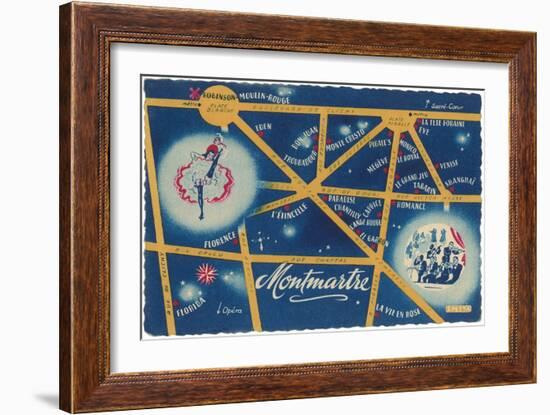 Map of Montmartre, Paris-null-Framed Art Print