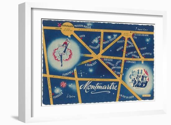 Map of Montmartre, Paris-null-Framed Art Print