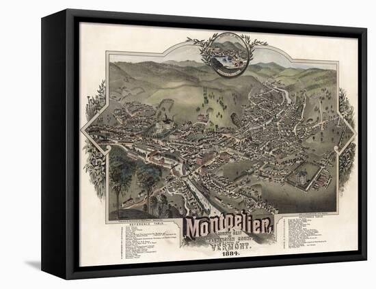 Map Of Montpelier Vt With Reference Table 1884-Vintage Lavoie-Framed Premier Image Canvas