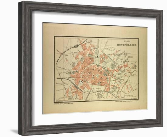 Map of Montpellier, France-null-Framed Giclee Print