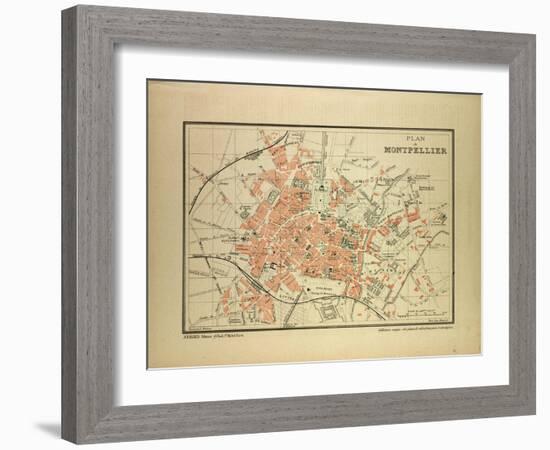 Map of Montpellier, France-null-Framed Giclee Print