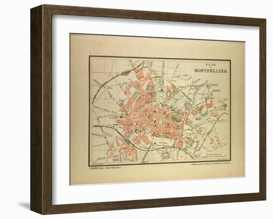 Map of Montpellier, France-null-Framed Giclee Print