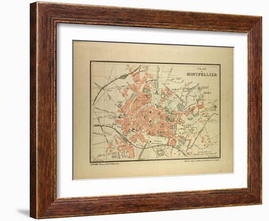 Map of Montpellier, France-null-Framed Giclee Print