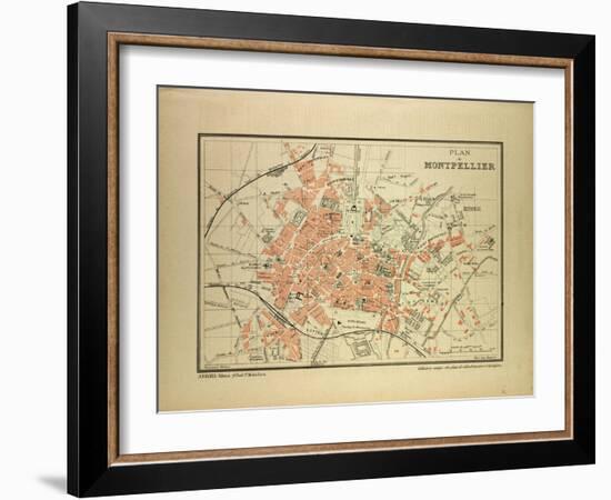 Map of Montpellier, France-null-Framed Giclee Print