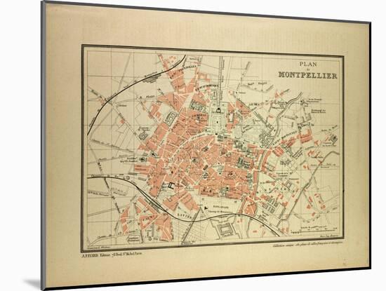Map of Montpellier, France-null-Mounted Giclee Print