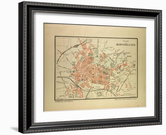 Map of Montpellier, France-null-Framed Giclee Print