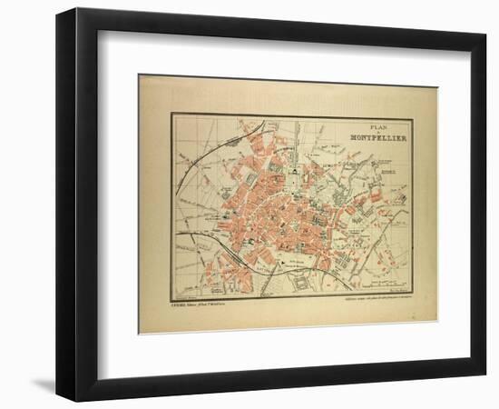 Map of Montpellier, France-null-Framed Giclee Print