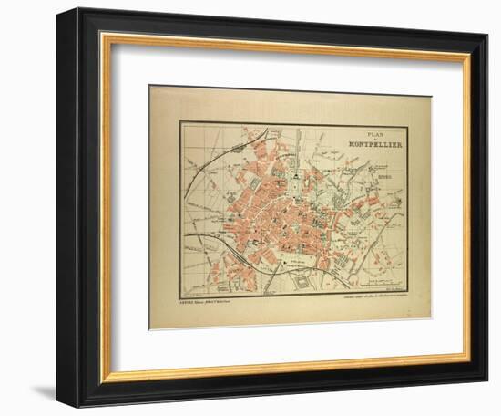 Map of Montpellier, France-null-Framed Giclee Print