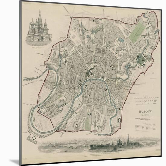 Map of Moscow, 1836-W.B. Clarke-Mounted Giclee Print