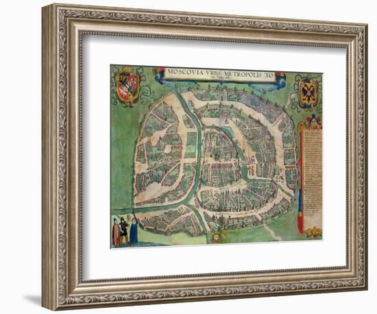 Map of Moscow, from "Civitates Orbis Terrarum" by Georg Braun and Frans Hogenberg circa 1572-1617-Joris Hoefnagel-Framed Giclee Print