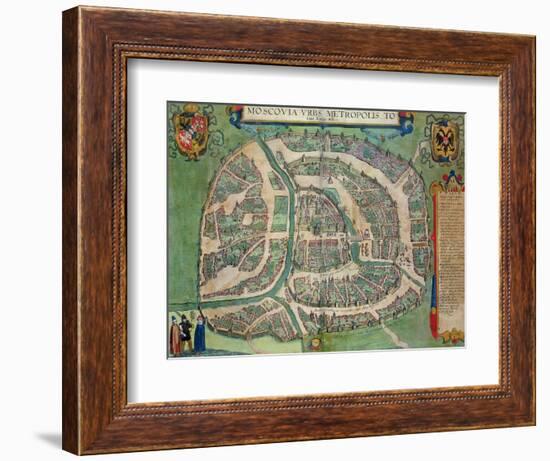 Map of Moscow, from "Civitates Orbis Terrarum" by Georg Braun and Frans Hogenberg circa 1572-1617-Joris Hoefnagel-Framed Giclee Print