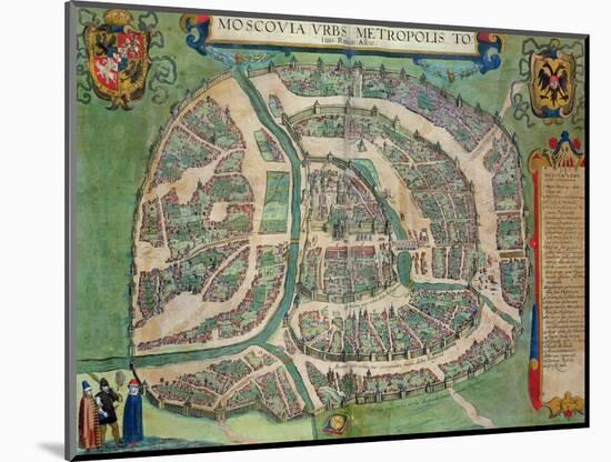 Map of Moscow, from "Civitates Orbis Terrarum" by Georg Braun and Frans Hogenberg circa 1572-1617-Joris Hoefnagel-Mounted Giclee Print