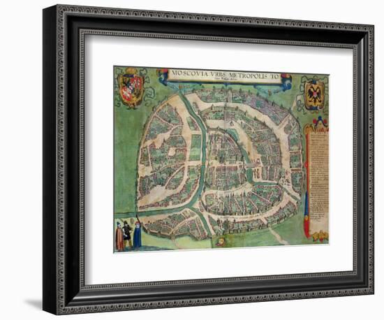 Map of Moscow, from "Civitates Orbis Terrarum" by Georg Braun and Frans Hogenberg circa 1572-1617-Joris Hoefnagel-Framed Giclee Print