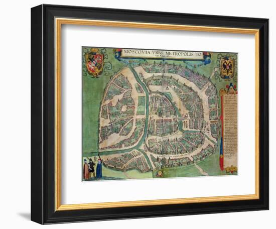 Map of Moscow, from "Civitates Orbis Terrarum" by Georg Braun and Frans Hogenberg circa 1572-1617-Joris Hoefnagel-Framed Giclee Print