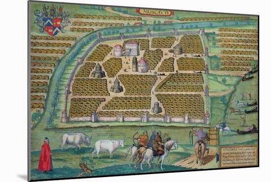 Map of Moscow, from Civitates Orbis Terrarum by Georg Braun-Joris Hoefnagel-Mounted Giclee Print
