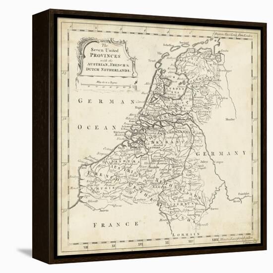 Map of Netherlands-T. Jeffreys-Framed Stretched Canvas