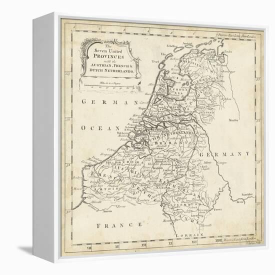 Map of Netherlands-T. Jeffreys-Framed Stretched Canvas