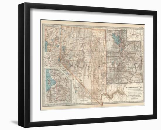 Map of Nevada and Utah. United States. Inset Map of Salt Lake City and Vicinity-Encyclopaedia Britannica-Framed Art Print