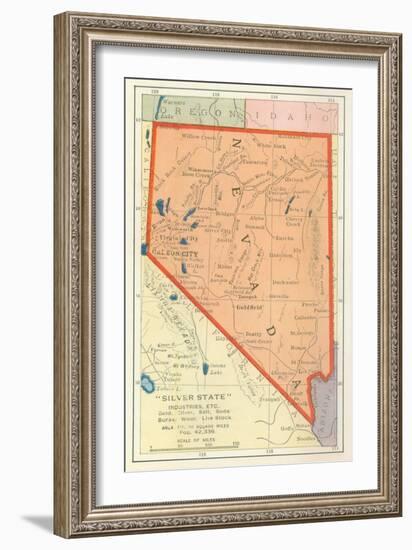 Map of Nevada-null-Framed Art Print