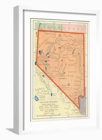 Map of Nevada-null-Framed Art Print