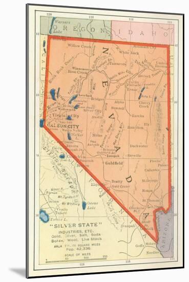 Map of Nevada-null-Mounted Art Print