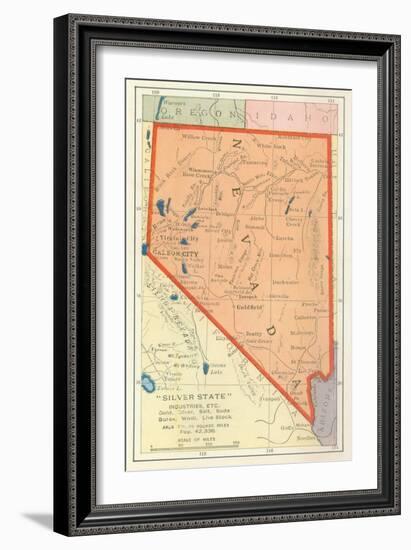 Map of Nevada-null-Framed Art Print