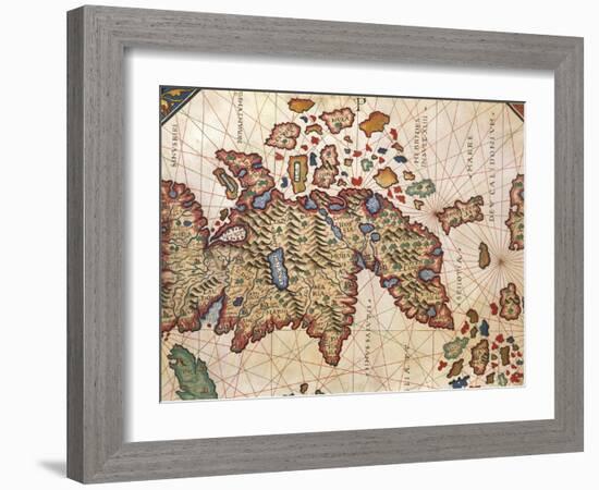 Map of New Caledonia, from Nautical Atlas by Giorgio Sideri Called Callapoda-null-Framed Giclee Print